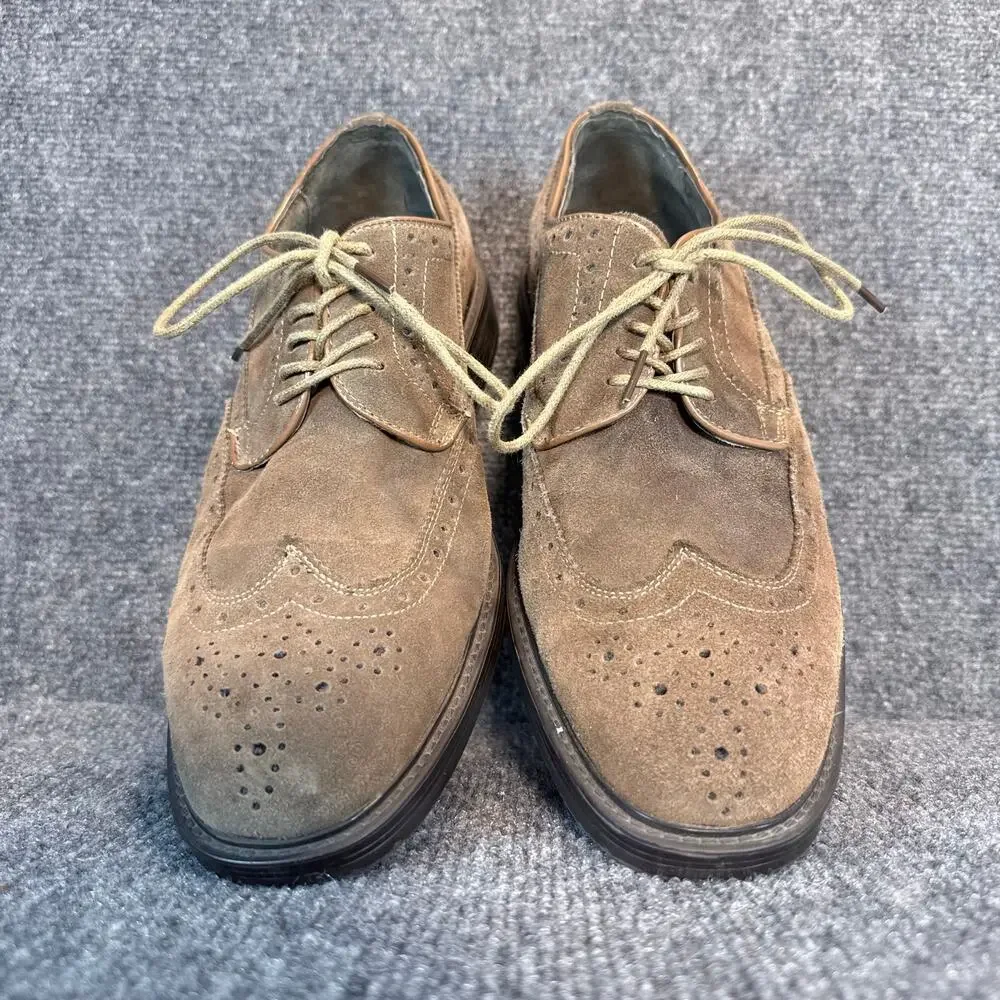 Joseph Abboud Mens EU 44 US 11 Suede Wingtip Brogue Oxford Dress Shoes Brown
